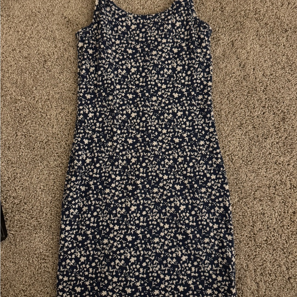 Old Navy Navy Blue Floral Midi Dress - Picture 1 of 3